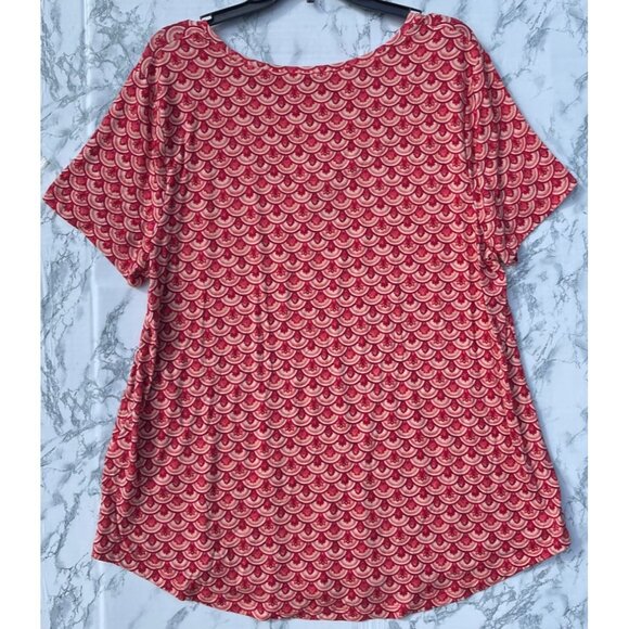 JM Collection Red & Beige Short Sleeve Top XXL Rayon/Spandex Blend Women - Picture 2 of 6